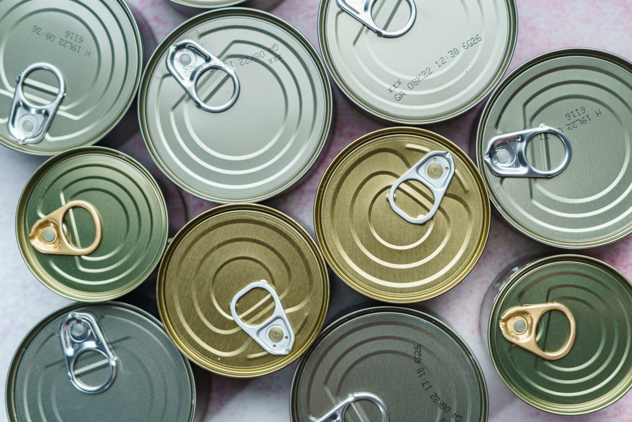 a pile of tin cans.